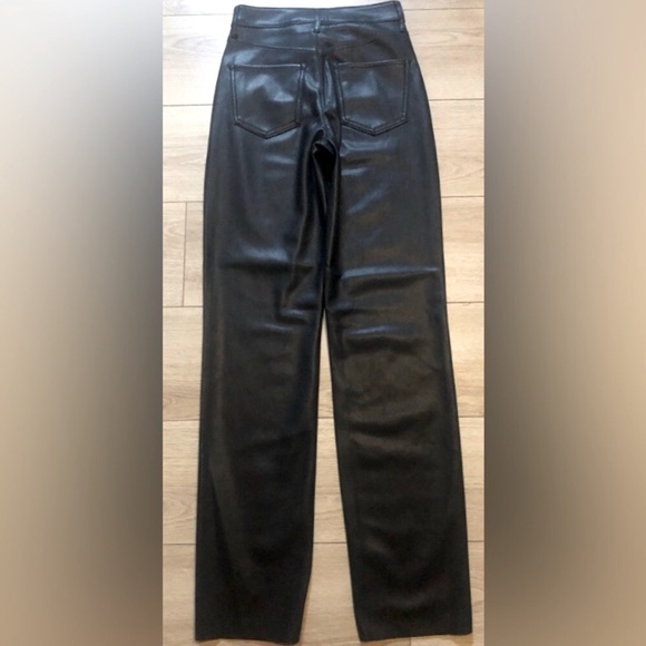 EXPRESS black high waisted straight leg faux leather pants NEW RE $107 w/t 12 - Picture 12 of 15